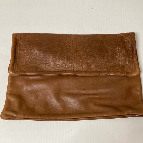 JWM Derr Leather Clutch Purse Brown Croc Embossed Made In Oregon USA - Picture 1 of 8